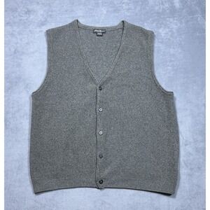 VINTAGE Eddie Bauer Sweater Vest Mens L Olive Gray Rib Knit 90s Made inJapan